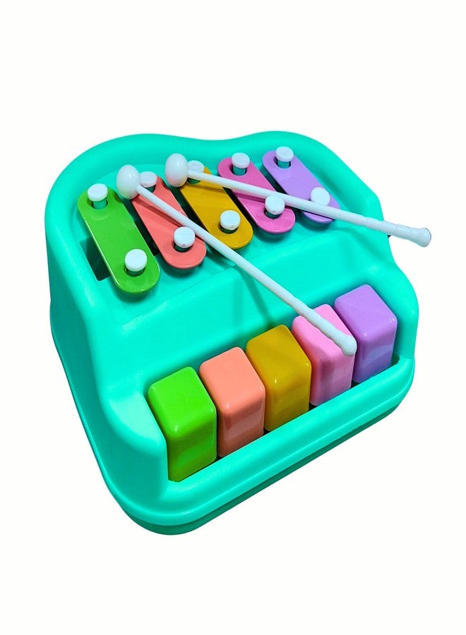RAINBOW RIDERS Small Xylophone Musical Instrument 2 in 1 Piano and Xylophone Toy with Colorful Keys and Mallets Educational Musical Toy for Toddlers, Babies, Boys, and Girls (Light Green) - Image 1